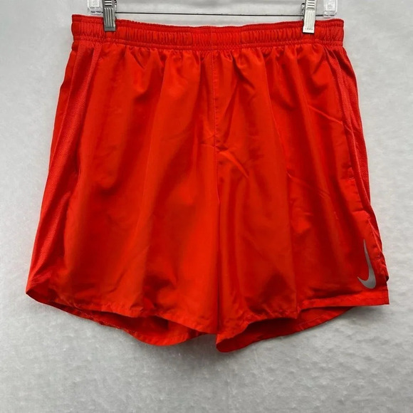 Nike Activewear Shorts Men's Sz L Red Elastic Waist Back Pocket Pull-On Logo NEW - Picture 1 of 9